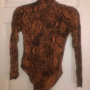 Coral Pink and Black Snake Pattern Bodysuit